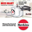 Hawkins 3 Litre Miss Mary Aluminium Pressure Cooker, Inner Lid Cooker, Silver (MM30) की तस्वीर