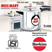 Hawkins 7 Litre Miss Mary Pressure Cooker, Inner Lid Cooker, Silver (MM70) की तस्वीर