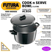 Picture of Hawkins Futura Hard Anodised Cook-n-Serve Bowl 5 L, 23 cm, 4.06 mm, Aluminium, Black