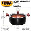 Hawkins Futura 4 Litre Cook n Serve Handi, Hard Anodised Biryani Handi with Glass Lid, Induction Saucepan, Sauce Pan, Black (ACH40G) की तस्वीर
