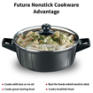 Picture of Hawkins Futura 3 Litre Cook n Serve Bowl, Non Stick Saucepan with Glass Lid, Sauce Pan for Cooking and Serving, Black (NCB30G)