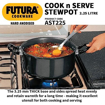 Picture of Hawkins Futura 2.25 Litre Cook n Serve Stewpot, Hard Anodised Sauce Pan with Stainless Steel Lid, Cooking Pot with Two Handles, Black (AST225)