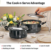 Picture of Hawkins Futura 2.25 Litre Cook n Serve Stewpot, Hard Anodised Sauce Pan with Stainless Steel Lid, Cooking Pot with Two Handles, Black (AST225)