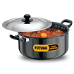 Hawkins Futura 5 Litre Cook n Serve Stewpot, Hard Anodised Sauce Pan with Stainless Steel Lid, Cooking Pot with Two Handles, Black (AST50) की तस्वीर