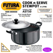 Hawkins Futura 5 Litre Cook n Serve Stewpot, Hard Anodised Sauce Pan with Stainless Steel Lid, Cooking Pot with Two Handles, Black (AST50) की तस्वीर