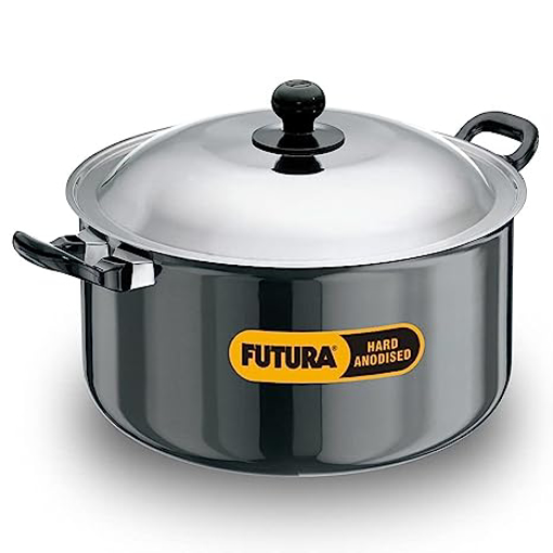 Picture of Hawkins Futura Hard Anodised Cook-n-Serve Stewpot 8.5 L, 28 cm, 4.06 mm, Aluminium, Black