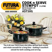 Picture of Hawkins Futura 5 Litre Cook n Serve Stewpot, Hard Anodised Sauce Pan with Glass Lid, Cooking Pot with Two Handles, Black (AST50G)