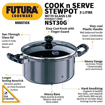 Picture of Hawkins Futura 3 Litre Cook n Serve Stewpot, Non Stick Pot with Glass Lid, Cooking Pot with Lid, Black (NST30G)