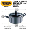 Picture of Hawkins Futura 3 Litre Cook n Serve Stewpot, Non Stick Pot with Glass Lid, Cooking Pot with Lid, Black (NST30G)