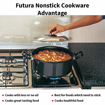 Picture of Hawkins Futura Nonstick Induction Compatible Cook-n-Serve Stewpot with Stainless Steel Lid Capacity 3 Litre Diameter 20 cm Thickness 3.25 mm Black (INST30)