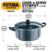 Hawkins Futura Nonstick Cook-n-Serve Stewpot with Glass Lid, Capacity 5 Litre, Diameter 24 cm, Thickness 3.25 mm की तस्वीर