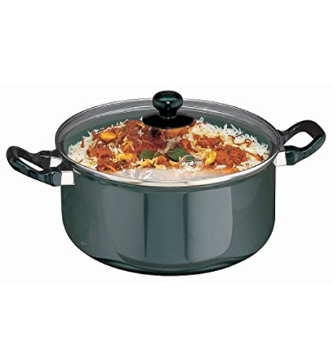 Picture of Hawkins Non Stick Stewpot with Glass Lid (NST50G) Tope with Lid 5 L capacity 24 cm diameter  (Hard Anodised, Non-stick)