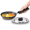 Picture of Hawkins Futura 18 cm Frying Pan, Hard Anodised Fry Pan with Stainless Steel Lid, Small Frying Pan, Black (AF18S)