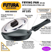 Picture of Hawkins Futura 18 cm Frying Pan, Hard Anodised Fry Pan with Stainless Steel Lid, Small Frying Pan, Black (AF18S)