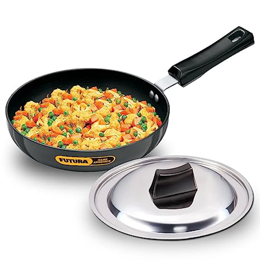 Hawkins Futura 22 cm Frying Pan, Hard Anodised Fry Pan with Glass Lid, Small Frying Pan, Black (AF22S) की तस्वीर