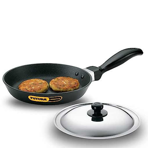 Hawkins Futura 18 cm Frying Pan, Non Stick Fry Pan with Stainless Steel Lid, Small Frying Pan, Black (NF18S) की तस्वीर