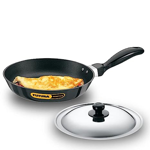 Hawkins Futura 22 cm Frying Pan, Non Stick Fry Pan with Stainless Steel Lid, Small Frying Pan, Black (NF22S) की तस्वीर