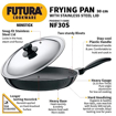 Picture of Hawkins Futura 30 cm Frying Pan, Non Stick Fry Pan with Stainless Steel Lid, Big Frying Pan, Black (NF30S)