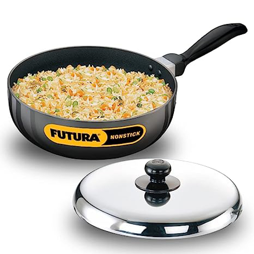 Hawkins Futura Nonstick All-Purpose Pan 2.5L, 22 cm, 3.25 mm with SS lid (Black) की तस्वीर