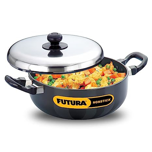 Picture of Hawkins Futura Nonstick All-Purpose Pan 3L, 22 cm, 3.25 mm with SS Lid (Black)