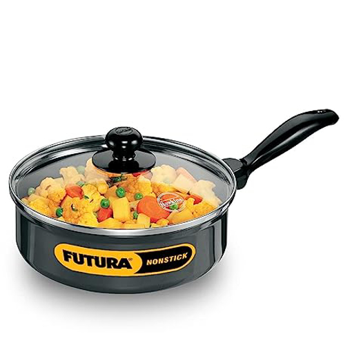 Hawkins Futura Nonstick Curry Pan (Saute Pan) 2 L, 20 cm, 3.25 mm with Glass Lid (Black) की तस्वीर