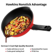 Picture of Hawkins 22 cm Frying Pan, Die Cast Non Stick Fry Pan with Glass Lid, Ceramic Coated Pan, Induction Frying Pan, Small Frying Pan, Red (IDCF22G)