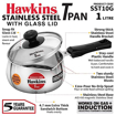 Picture of Hawkins 1 Litre Tpan, Stainless Steel Tea Pan with Glass Lid, Induction Sauce Pan, Chai Pan, Small Pan, Silver (SST10G)