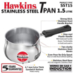 Picture of Hawkins 1.5 Litre Tpan, Stainless Steel Tea Pan, Induction Sauce Pan, Chai Pan, Saucepan, Silver (SST15)