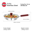 Picture of Hawkins 22 cm Frying Pan, Triply Stainless Steel Fry Pan with Glass Lid, Induction Frying Pan, Small Frying Pan, Silver (SSF22G)