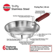 Picture of Hawkins 26 cm Frying Pan, Triply Stainless Steel Fry Pan, Induction Frying Pan, Frypan, Silver (SSF26)