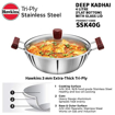 Hawkins 4 Litre Deep Kadhai, Triply Stainless Steel Kadai with Glass Lid, Flat Bottom Induction Kadhai, Big Kadai, Silver (SSK40G) की तस्वीर