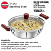 Picture of Hawkins 4 Litre Deep Kadhai, Triply Stainless Steel Kadai with Glass Lid, Flat Bottom Induction Kadhai, Big Kadai, Silver (SSK40G)