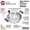 Picture of Hawkins 4 Litre Deep Kadhai, Triply Stainless Steel Kadai with Glass Lid, Flat Bottom Induction Kadhai, Big Kadai, Silver (SSK40G)