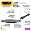 Picture of Hawkins Futura 26 cm Tava, Hard Anodised Tawa with Plastic Handle, Extra Thick Tawa, Black (AT26XP)