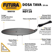 Picture of Hawkins Futura 28 cm Dosa Tava, Non Stick Dosa Tawa, Small Dosa Tawa (NDT28) (Black)