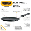 Picture of Hawkins Futura 26 cm Flat Tava, Non Stick Tawa with Plastic Handle, Tawa with Rim, Pancake Pan, Flat Pan, Black (NFT26P)