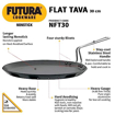 Picture of Hawkins Futura 30 cm Flat Tava, Non Stick Tawa with Stainless Steel Handle, Tawa with Rim, Pancake Pan, Flat Pan, Black (NFT30)