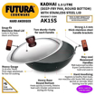 Hawkins Futura 1.5 Litre Deep Fry Pan, Hard Anodised Kadai with Stainless Steel Lid, Round Bottom Kadhai, Small Kadai, Black (AK15S) की तस्वीर