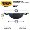 Hawkins Futura 1.5 Litre Deep Fry Pan, Non Stick Kadai, Round Bottom Kadhai, Small Non Stick Kadai, Black (NK15) की तस्वीर