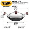 Picture of Hawkins Futura 4 Litre Deep Fry Pan, Hard Anodised Kadai with Stainless Steel Lid, Round Bottom Kadhai, Big Kadai, Black (AK40S)