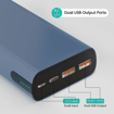 Picture of Portronics Power 45 20000mAh Super Fast Charging Metal Power Bank |Triple Output (2USB + 1 Type C) for Laptop/Mobiles/TWS/Speakers.(Blue)