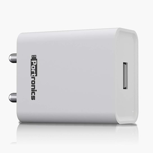 Portronics Adapto 62 POR-1062 USB Wall Adapter with 2.4A Fast Charging Single USB Port Without Cable for All iOS & Android Devices (White) की तस्वीर