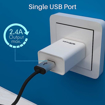 Picture of Portronics Adapto 62 POR-1062 USB Wall Adapter with 2.4A Fast Charging Single USB Port Without Cable for All iOS & Android Devices (White)