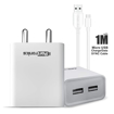 Picture of Portronics Adapto 66 2.4A 12w Dual USB Port 5V/2.4A Wall Charger,Comes with 1M Micro USB Cable, USB Wall Charger Adapter for iPhone 11/Xs/XS Max/XR/X/8/7/6/Plus, iPad Pro/Air 2/Mini 3/Mini 4, Samsung S4/S5, and More(White)