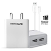 Portronics Adapto 66 2.4A 12w Dual USB Port 5V/2.4A Wall Charger,Comes with 1M Micro USB Cable, USB Wall Charger Adapter for iPhone 11/Xs/XS Max/XR/X/8/7/6/Plus, iPad Pro/Air 2/Mini 3/Mini 4, Samsung S4/S5, and More(White) की तस्वीर