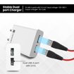 Portronics Adapto 32 C 2.4A 12w Dual Output Port Wall Charger,Comes with 1M Type C Charging Cable, USB Wall Charger Adapter for iPhone 11/Xs/XS Max/XR/X/8/7/6/Plus, iPad Pro/Air 2/Mini 3/Mini 4, Samsung S4/S5, and More (White) की तस्वीर