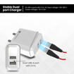 Picture of Portronics Adapto 42 C 2.4A 12w Dual USB Output Port Wall Charger,Comes with 1M Type C Charging Cable, USB Wall Charger Adapter for iPhone 11/Xs/XS Max/XR/X/8/7/6/Plus, iPad Pro/Air 2/Mini 3/Mini 4, Samsung S4/S5, and More (White)