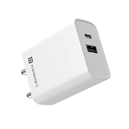 Portronics Adapto 70 33W Fast Wall Charging Adapter, Supports PPS Charging Via Type C Power Delivery & Mach USB Charger Fast Charging Compatible with iPhone, iPad, Samsung Galaxy, Note, Redmi, Mi,Oneplus, Oppo,Smartphones and More. की तस्वीर