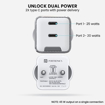Picture of Portronics Adapto 4 Fast Charging, Universally Compatible Dual USB-C 45W High Power Wall Charger-Power Delivery 3.0,Port 1 -25w,Port 20w - Delivers of Power for All Cellular Phones, Supports Laptop Charging and More(White)