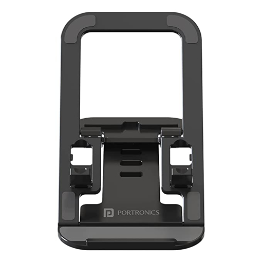 Portronics Modesk 100 Desktop Foldable Mobile & Tablet Holder with Multiple Viewing Angles, Anti Slip Strips, ABS Material(Black) की तस्वीर